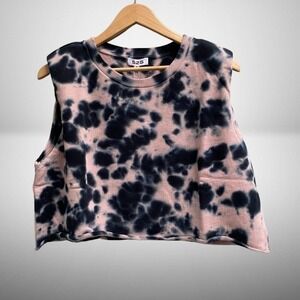 525 America Anthro French Terry Tie Dye Muscle Tank Quartz Pink Black NEW Medium